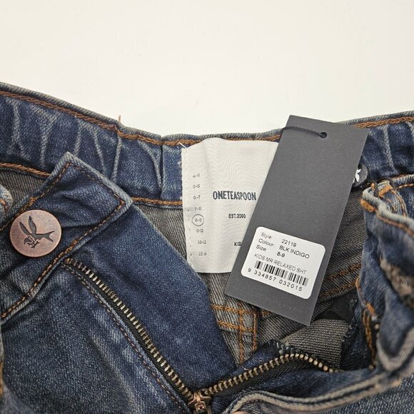 New One Teaspoon Mr Relaxed Denim Shorts Boys 8-9 Blk Indigo Blue Cut-Offs - Picture 5 of 5